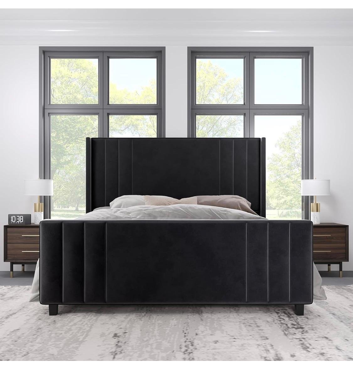 Black Modern Panel Bed