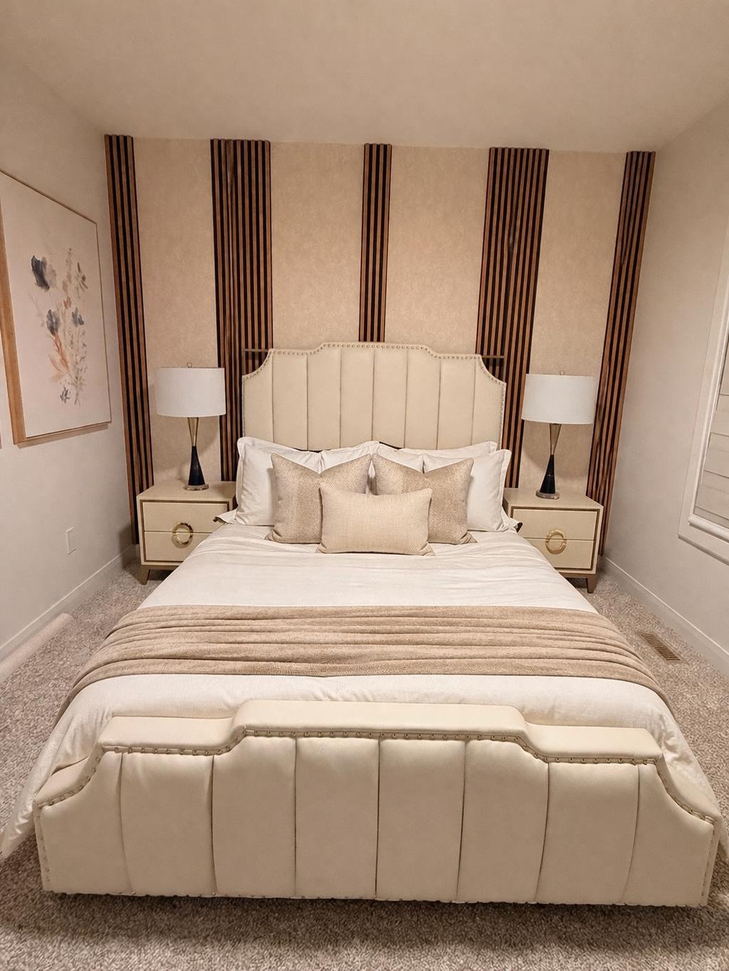 Cream Wingback Bed