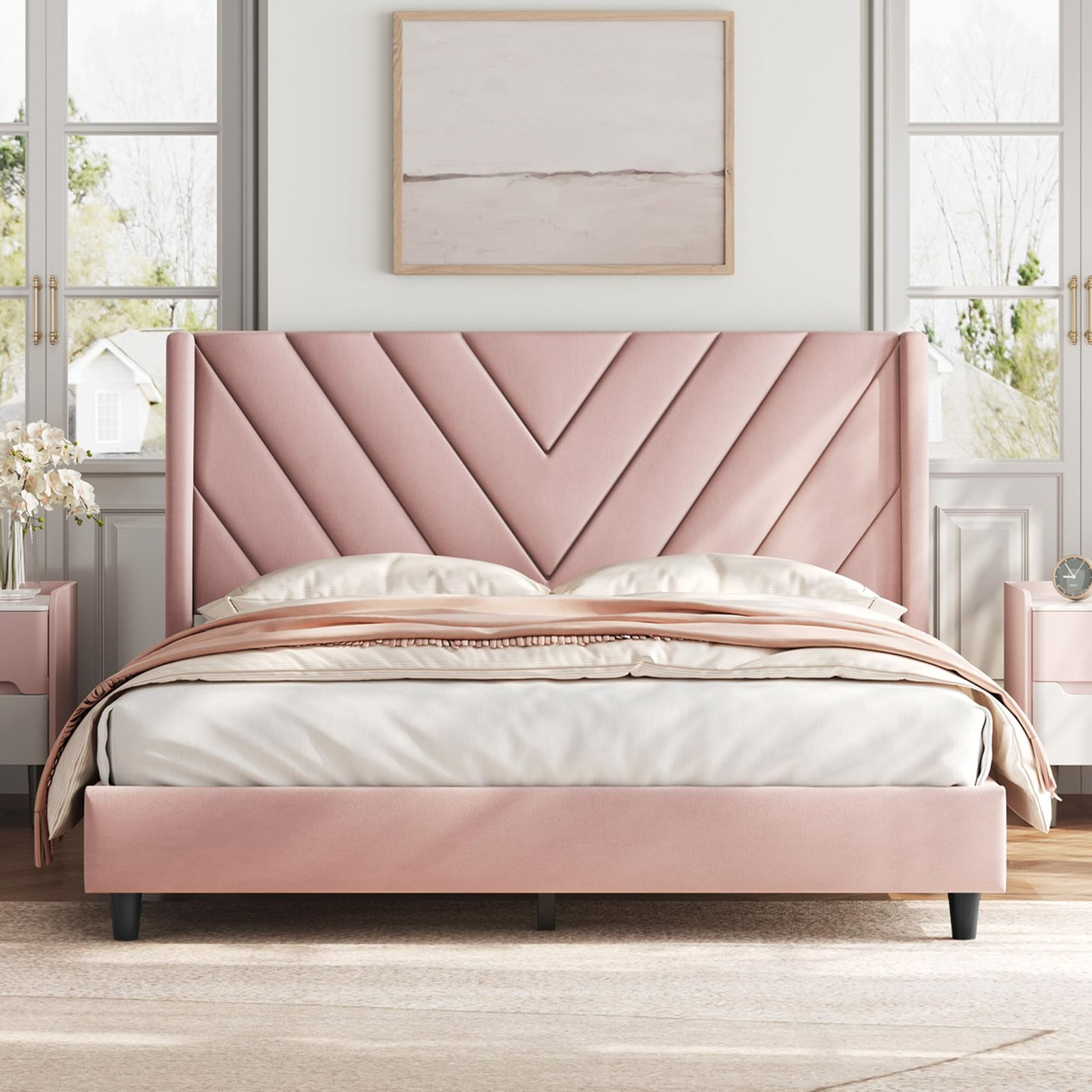 Pink Chevron Bed