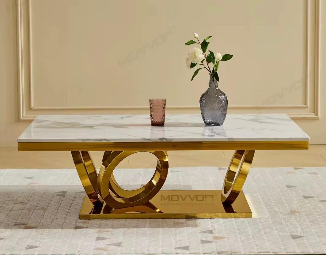 VICTORIAN GOLD RECTANGLE MARBLE TOP 4-RING
