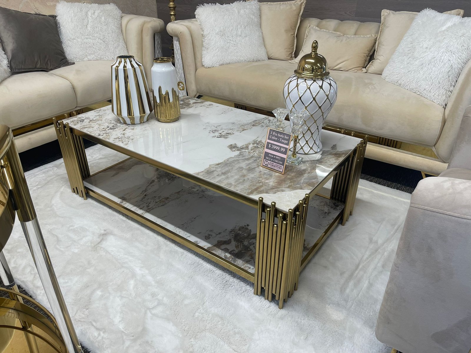 WILLA ARLO 2PCS BLENDED CERAMIC TOP COFFEE TABLE WITH SIDE TABLE