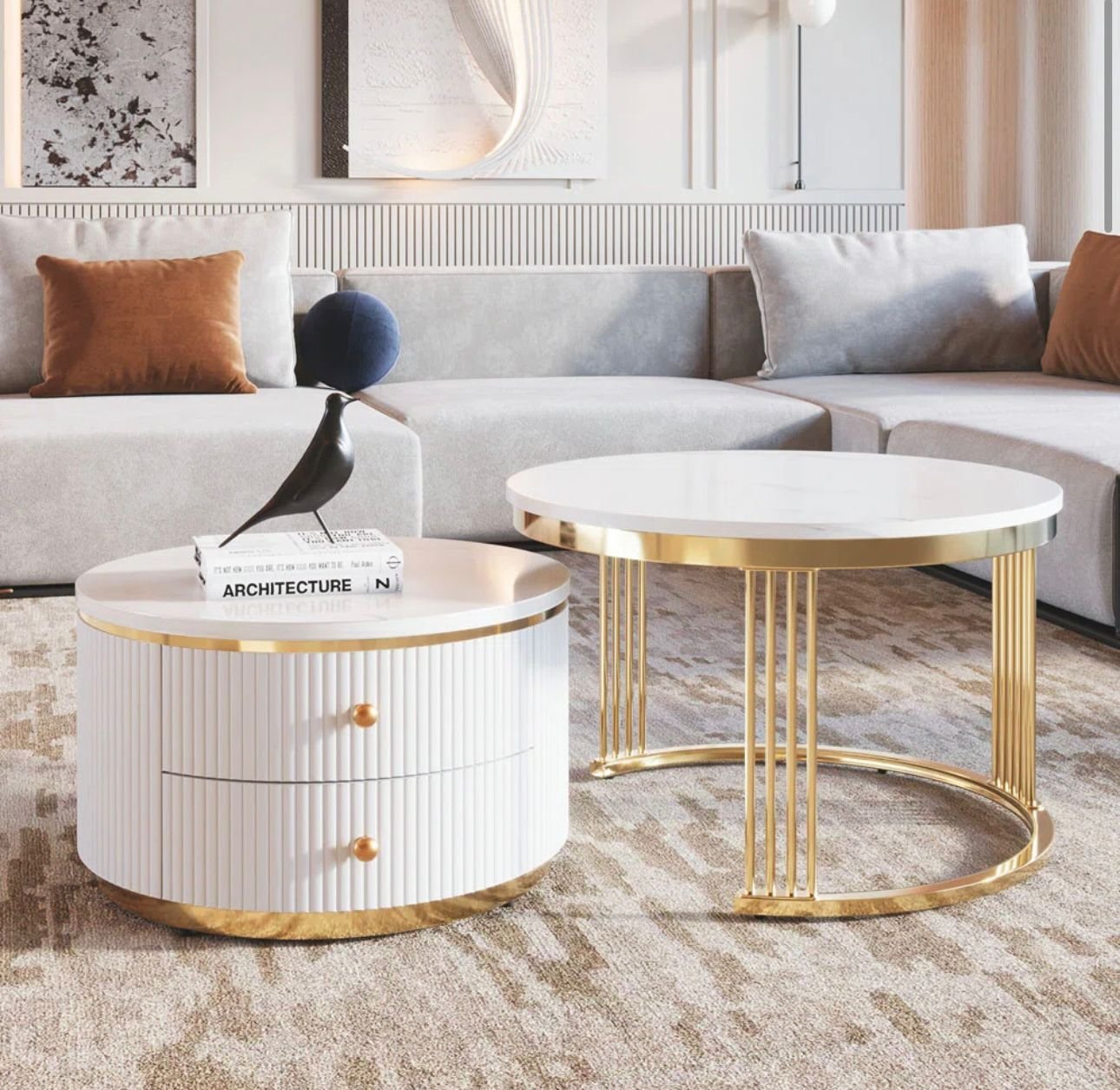 VIRESCENT WHITE ROUND COFFEE TABLE