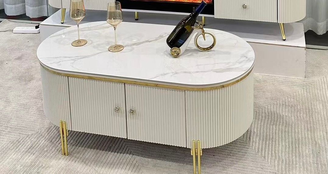 ALKIRE GLOSSY OVAL COFFEE TABLE