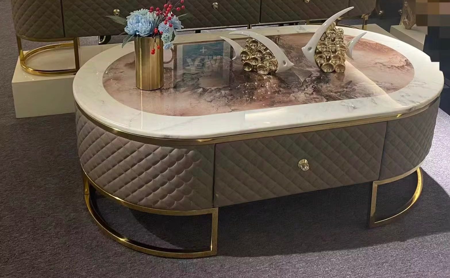 HOKKU BLENDED MARBLE TOP COFFEE TABLE