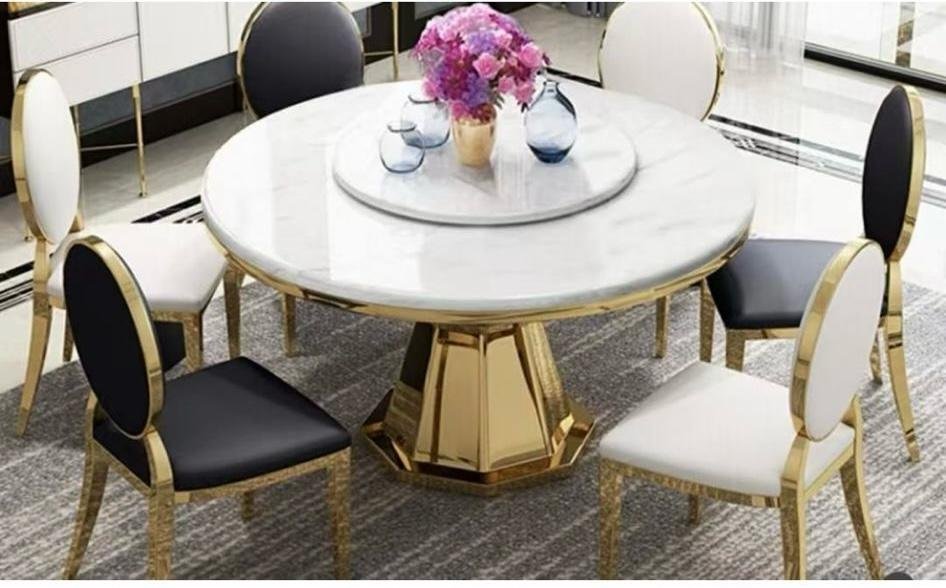 Round Black & White Dining Set