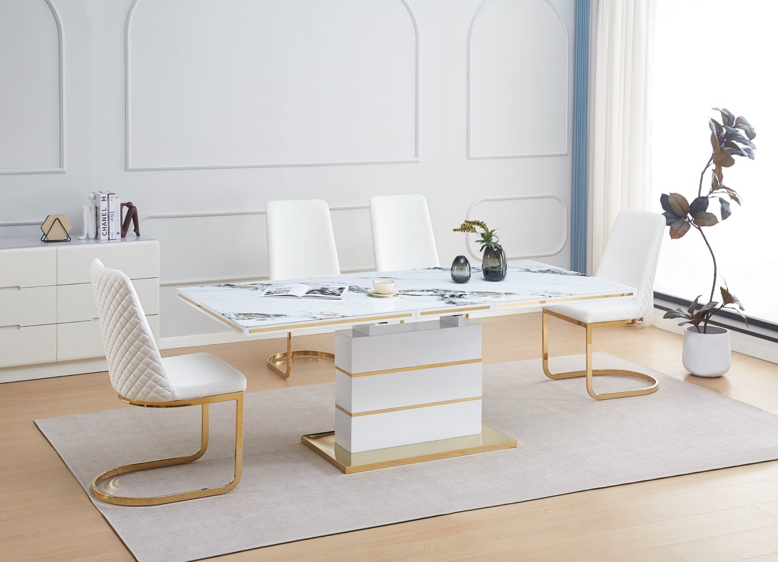 White & Gold Dining Set
