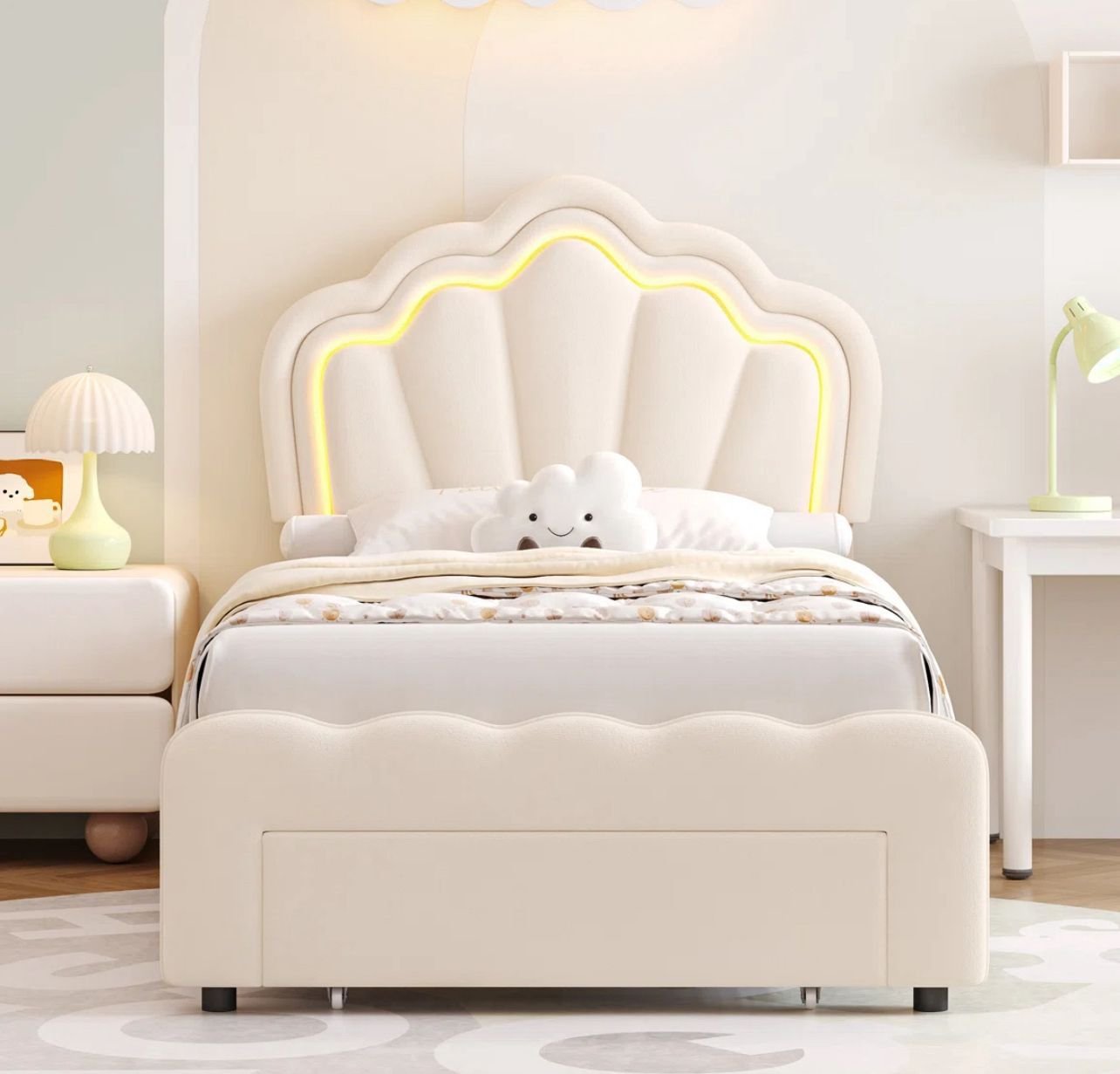 Cream Shell Kids Bed