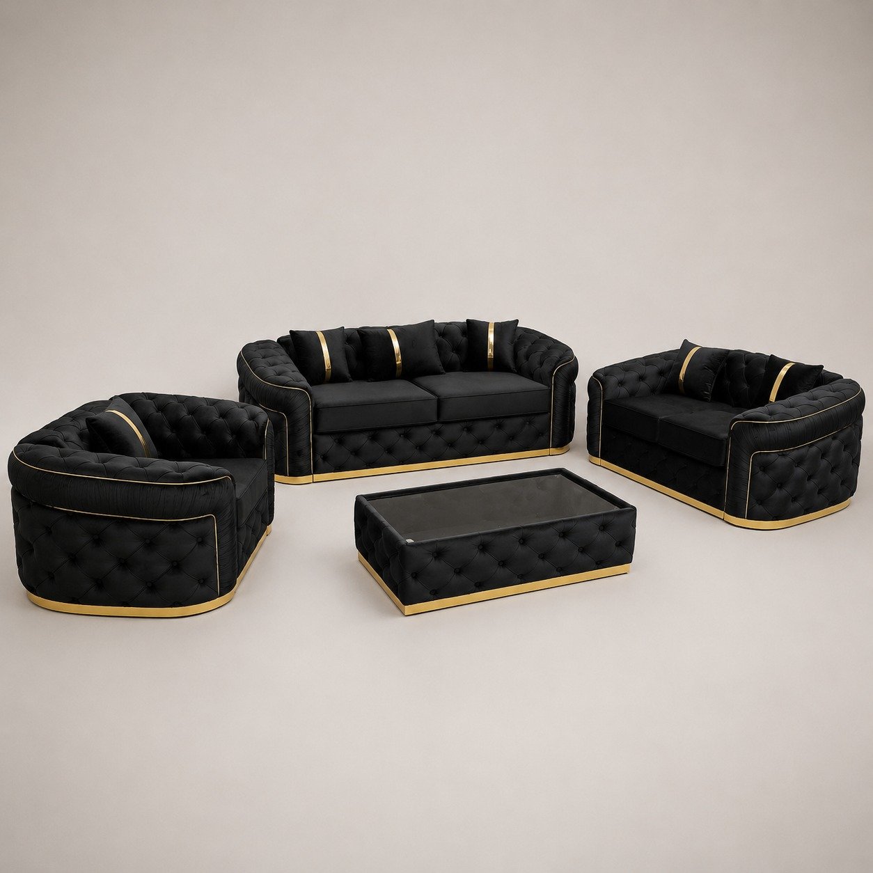 Casa Padrino Luxury Chesterfield Velvet Sofa Set - Image 4