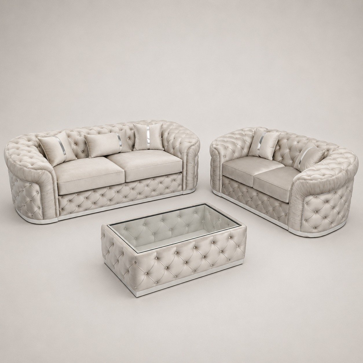 Casa Padrino Luxury Chesterfield Velvet Sofa Set - Image 3