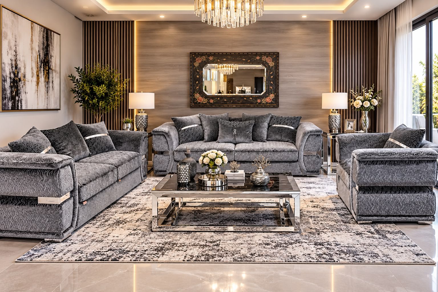 SOFIA GREY SILVER SOFA