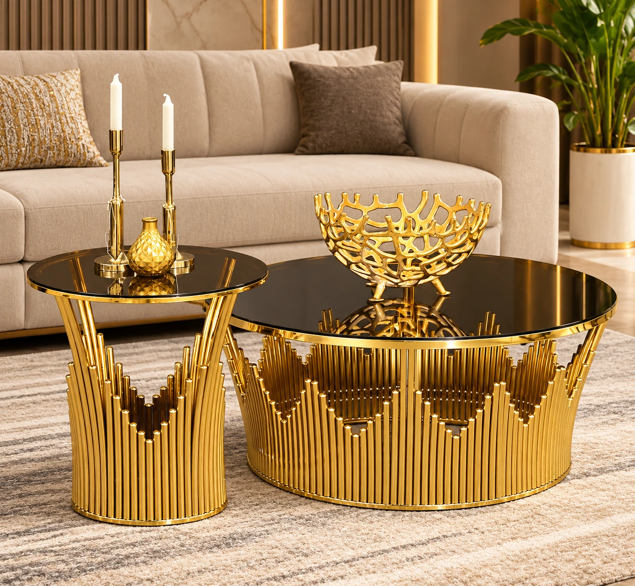 KEZLIN GLASS TOP TABLE SET